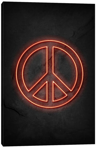 Peace Neon Canvas Art Print - Peace Sign Art