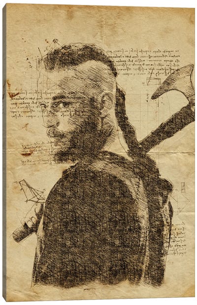 Ragnar Davinci Canvas Art Print - Vikings (TV Series)