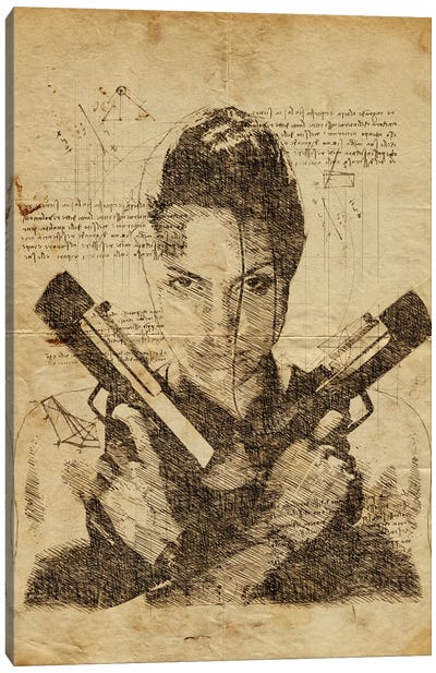 Tomb Raider Davinci Canvas Art Print - Lara Croft