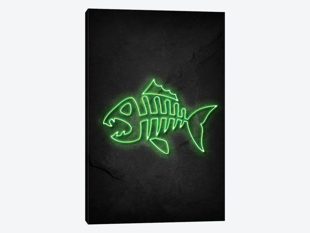 Fish Bone Neon by Durro Art 1-piece Canvas Artwork
