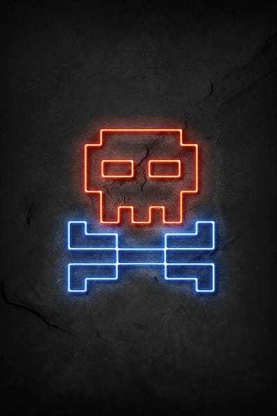 Pixel Art: Pixel Skull Neon by Durro Art