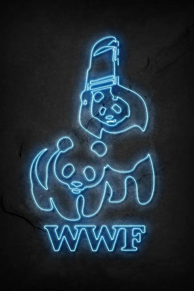 WWF Pandas Neon by Durro Art metal wall art