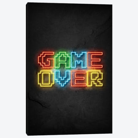Game Over Neon Canvas Print #DUR667} by Durro Art Canvas Art