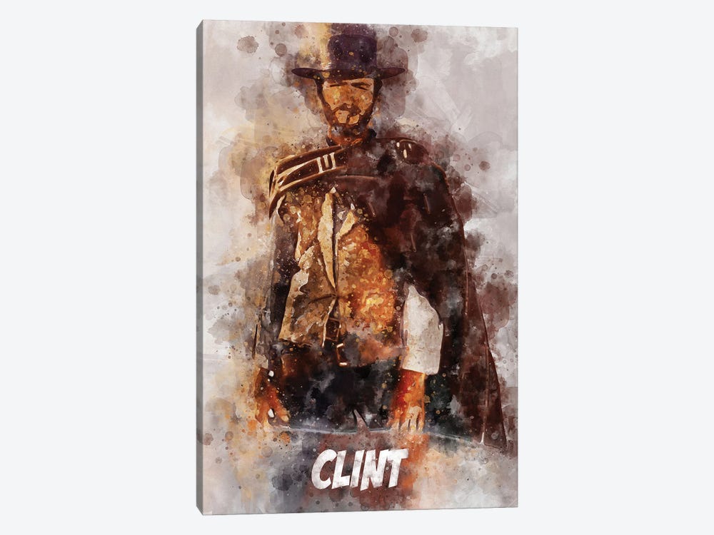 Clint Watercolor by Durro Art 1-piece Canvas Print