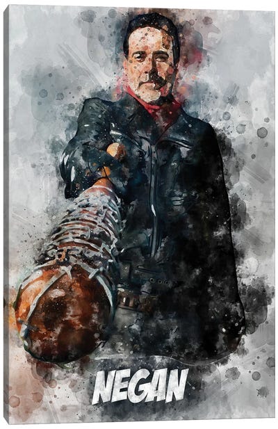 Negan Watercolor II Canvas Art Print - The Walking Dead