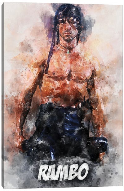 Rambo Watercolor II Canvas Art Print - John Rambo