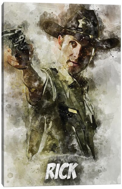 Rick Watercolor II Canvas Art Print - The Walking Dead