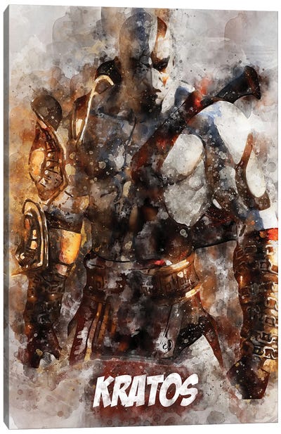 Kratos Watercolor II Canvas Art Print - God Of War
