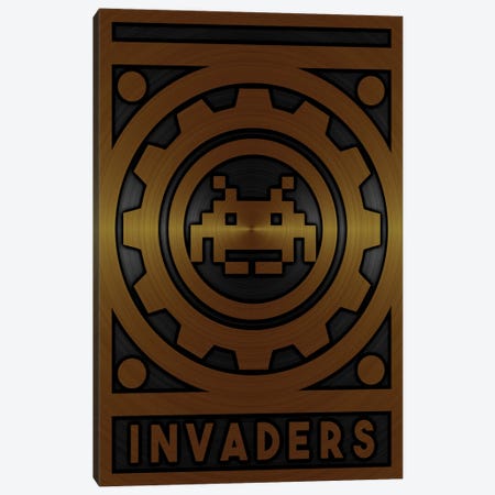 Invaders Gold Canvas Print #DUR721} by Durro Art Canvas Wall Art