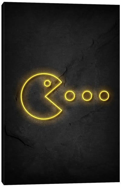 Pac Man Neon Canvas Art Print - Pac-Man