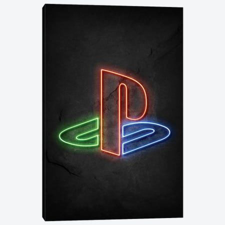 Playstation Logo Neon Canvas Print #DUR737} by Durro Art Canvas Artwork
