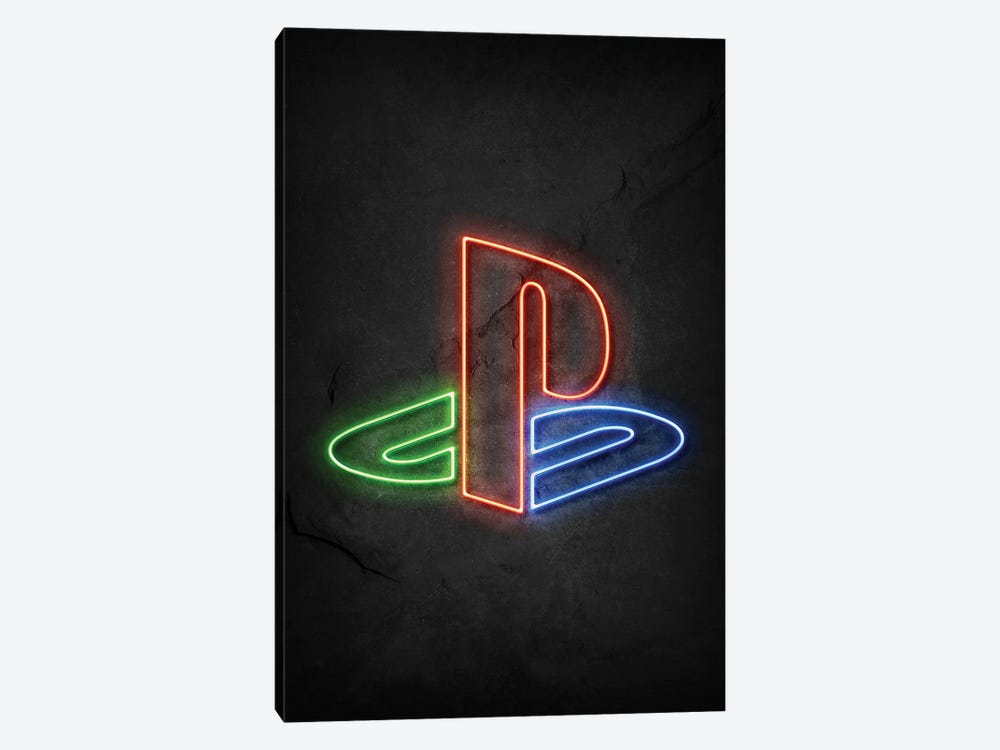 Playstation Logo Neon by Durro Art 1-piece Canvas Print