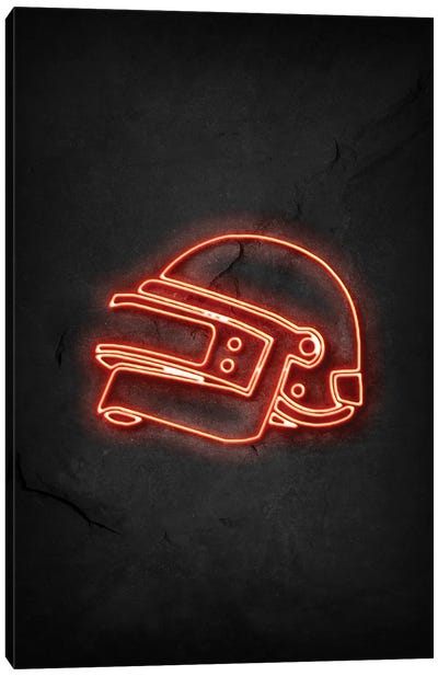 Pubg Helmet Neon Canvas Art Print - PlayerUnknown's Battlegrounds