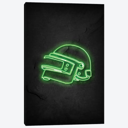 Pubg Helmet Green Neon Canvas Print #DUR743} by Durro Art Canvas Artwork