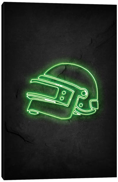 Pubg Helmet Green Neon Canvas Art Print - PlayerUnknown's Battlegrounds