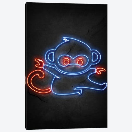 Monkey Ninja Neon Canvas Print #DUR775} by Durro Art Canvas Wall Art