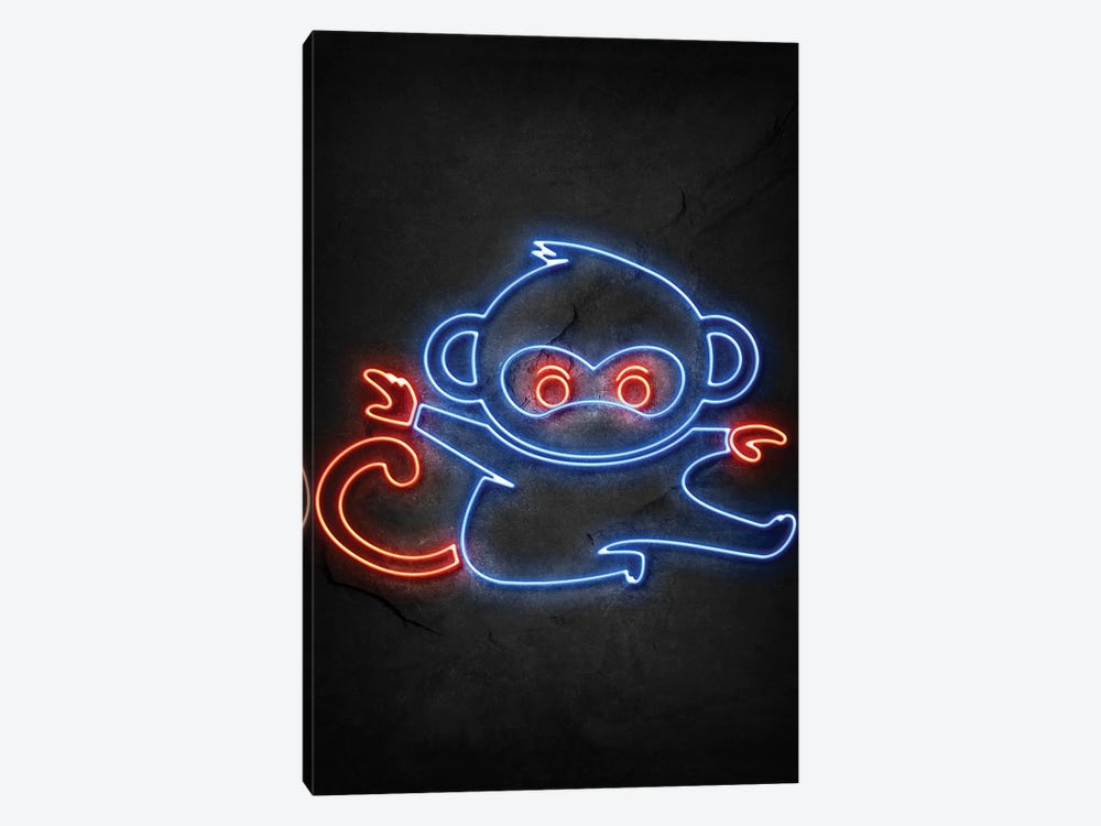 Monkey Ninja Neon by Durro Art 1-piece Canvas Art Print