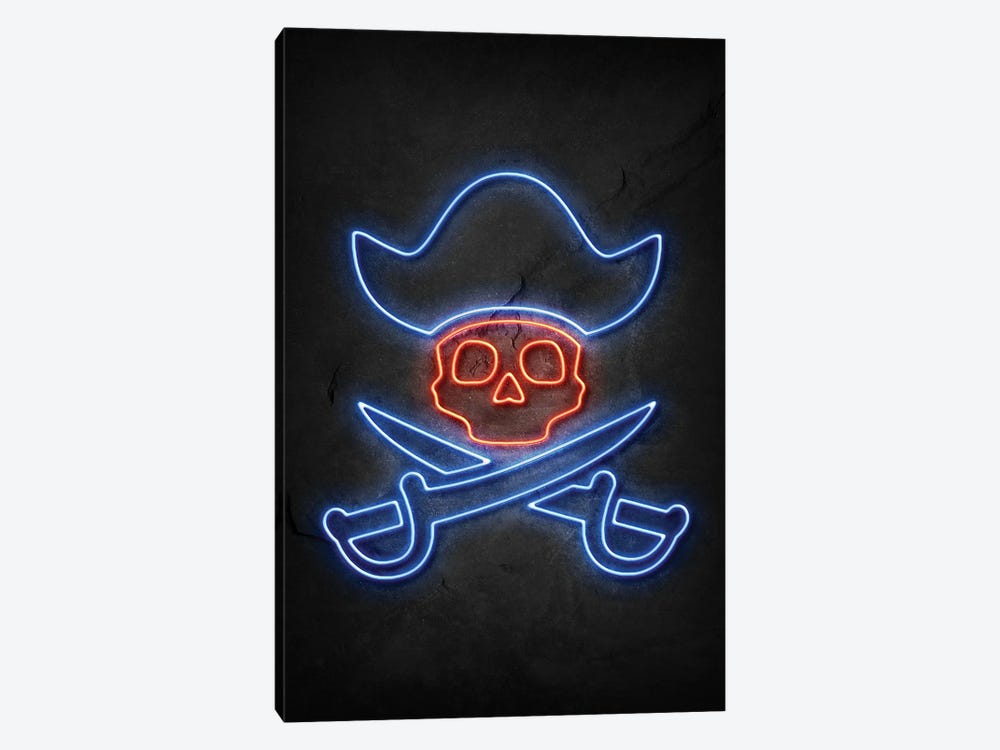 Pirate Skull Neon by Durro Art 1-piece Canvas Art