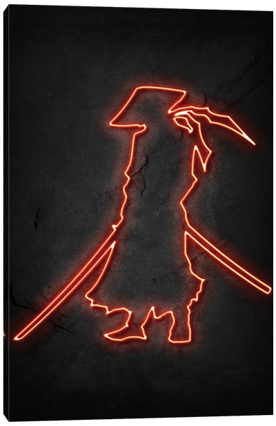 Samurai Neon Canvas Art Print - Pirates