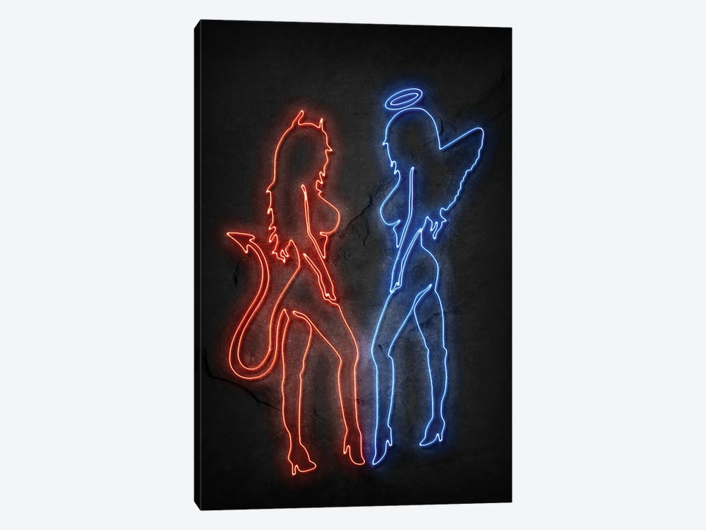 Devil And Angel Neon by Durro Art 1-piece Art Print