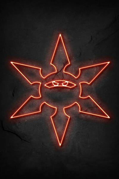 Weapons & Artillery: Shuriken Red Neon by Durro Art
