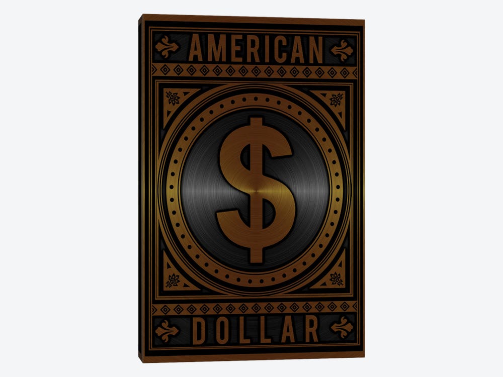 American Dollar Golden by Durro Art 1-piece Canvas Wall Art