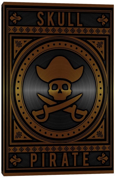 Skull Pirate Golden Canvas Art Print