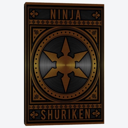 Ninja Shuriken Golden Canvas Print #DUR793} by Durro Art Canvas Print