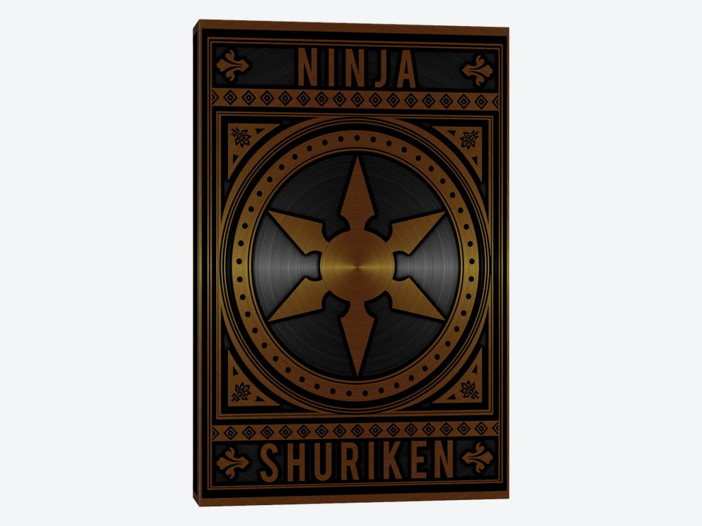 Ninja Shuriken Golden by Durro Art 1-piece Art Print