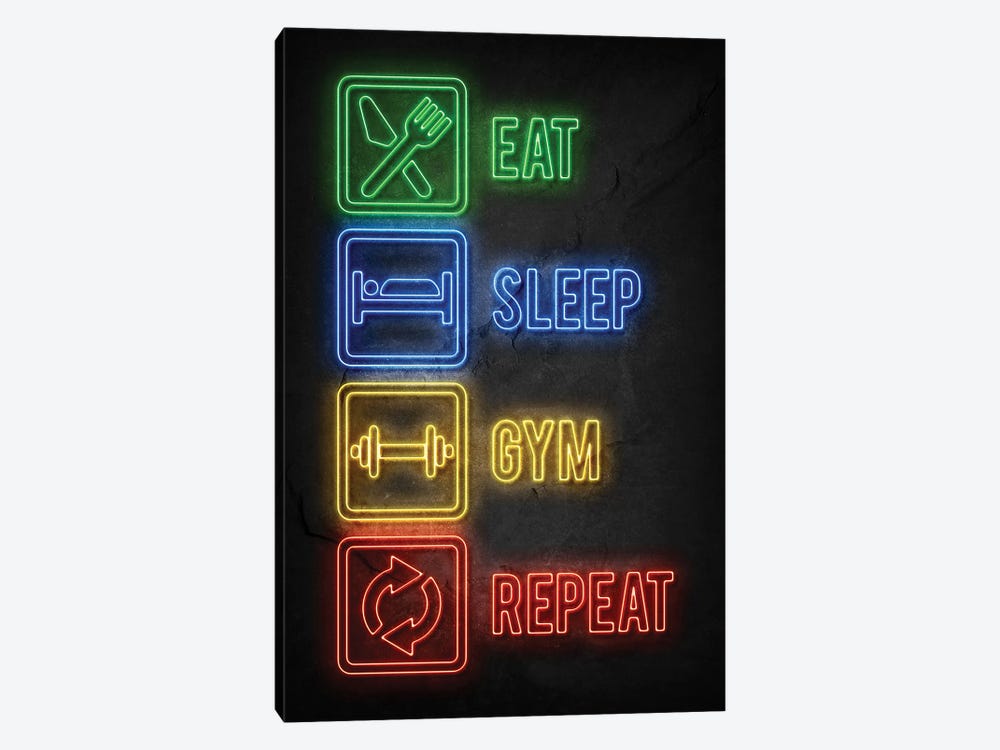 Eat Sleep Gym Repeat by Durro Art 1-piece Canvas Art