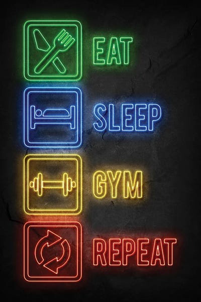 Neon: Eat Sleep Gym Repeat by Durro Art