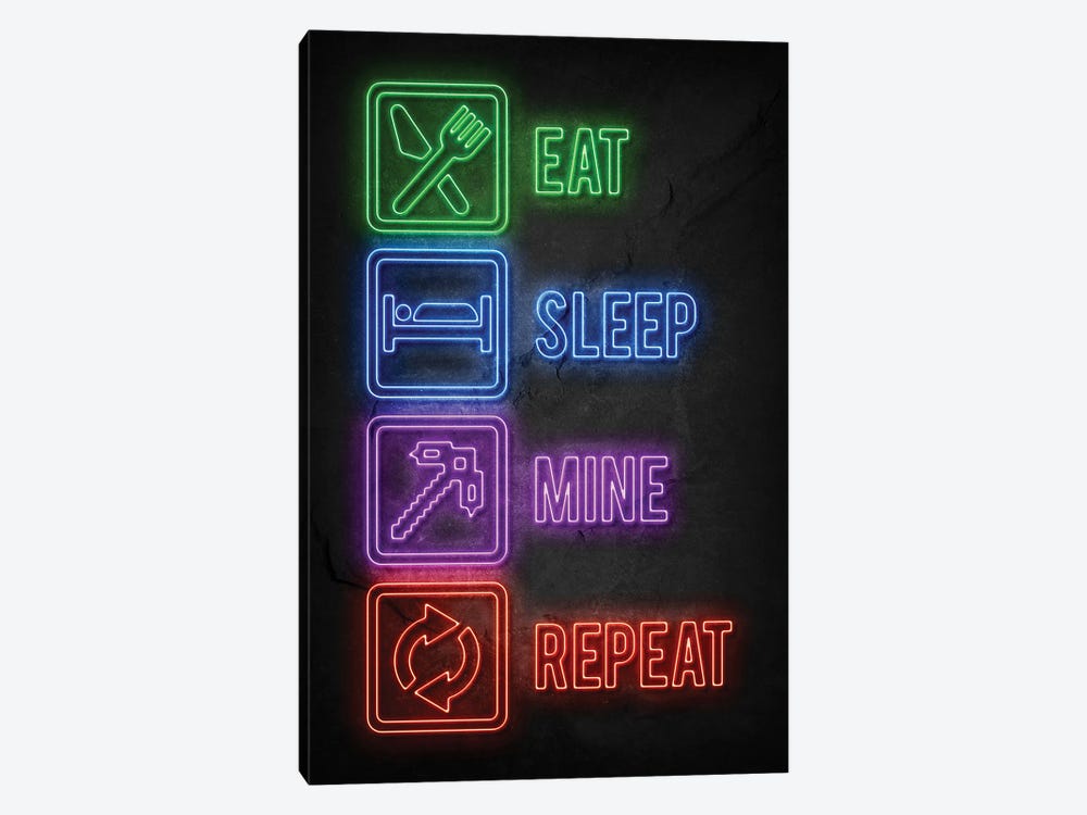 Eat Sleep Mine Repeat by Durro Art 1-piece Canvas Art Print