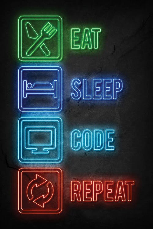Eat Sleep Code Repeat by Durro Art wall art