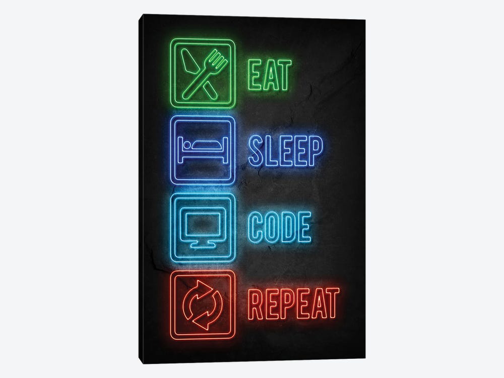 Eat Sleep Code Repeat by Durro Art 1-piece Canvas Art