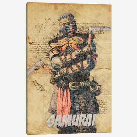 Samurai Vintage Canvas Print #DUR801} by Durro Art Canvas Print