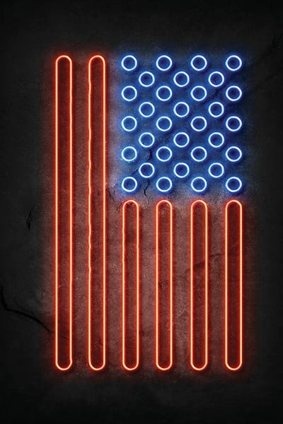 American Flag II Neon by Durro Art framed wall art
