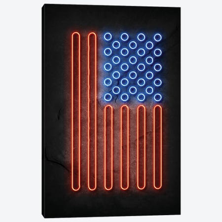 American Flag II Neon Canvas Print #DUR806} by Durro Art Canvas Art