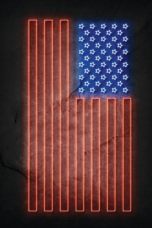 American Flag Neon Canvas Artwork by Durro Art | iCanvas