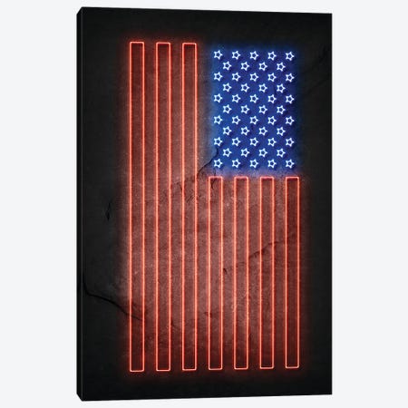 American Flag Neon Canvas Print #DUR807} by Durro Art Canvas Art