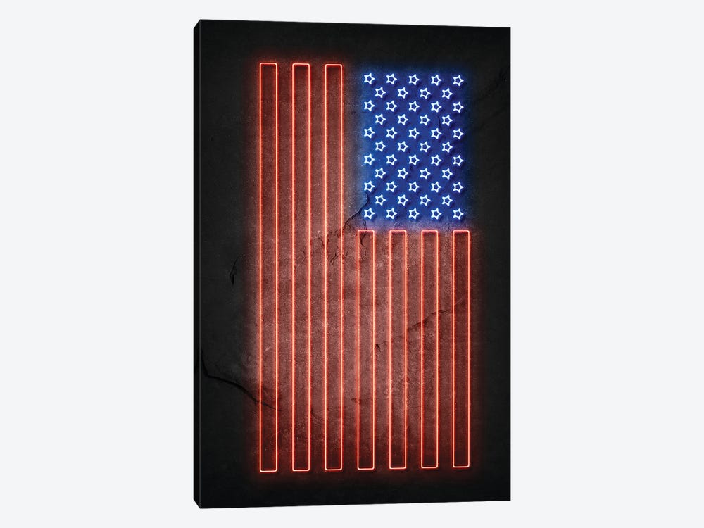 American Flag Neon by Durro Art 1-piece Canvas Art