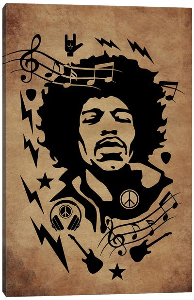 Hendrix Retro Canvas Art Print - Jimi Hendrix