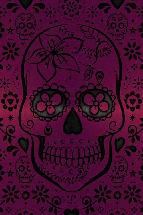 Gold Sugar Skull II Pink