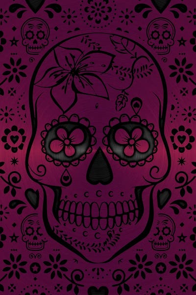 Skulls: Gold Sugar Skull II Pink by Durro Art