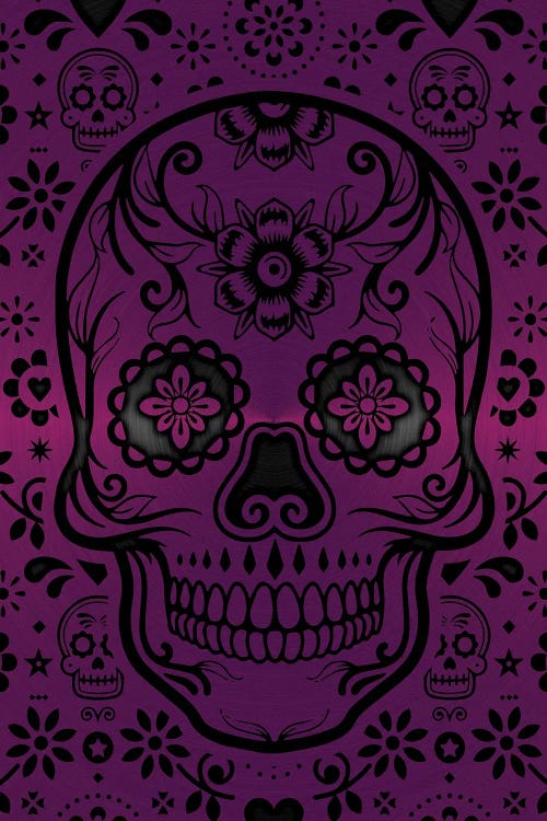 Gold Sugar Skull III Purple