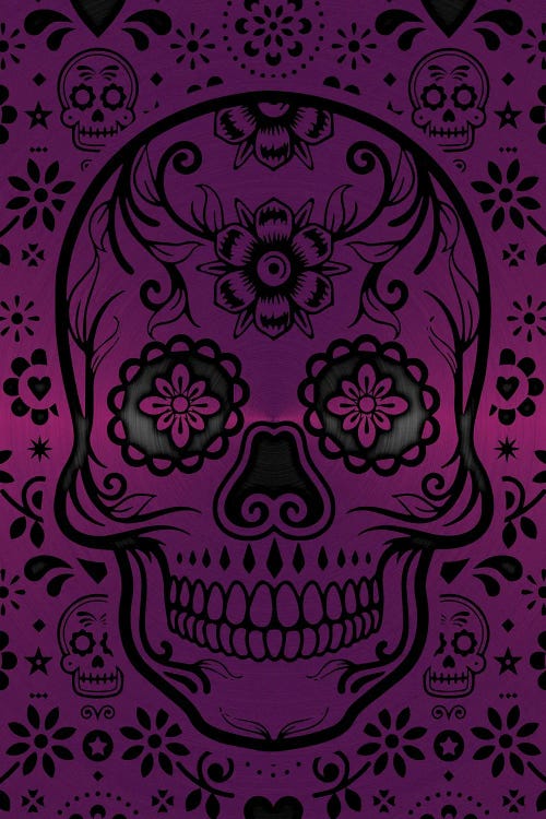 Gold Sugar Skull III Purple
