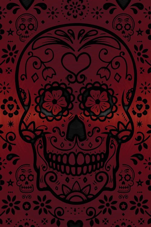 Gold Sugar Skull Red