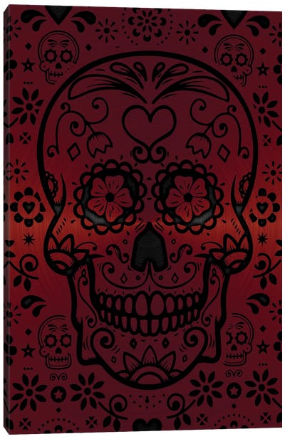 Gold Sugar Skull Red Canvas Art Print