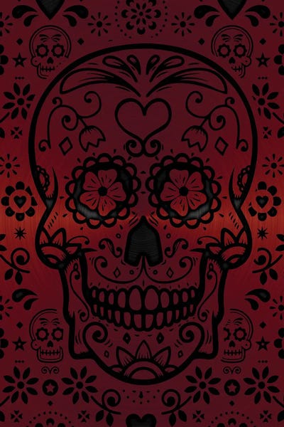 Skulls: Gold Sugar Skull Red by Durro Art