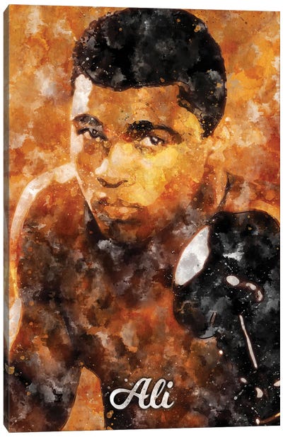 Ali Watercolor Canvas Art Print - Muhammad Ali