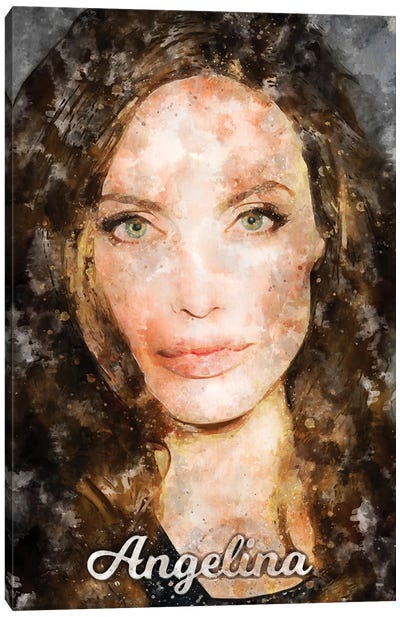 Angelina Watercolor Canvas Art Print - Angelina Jolie
